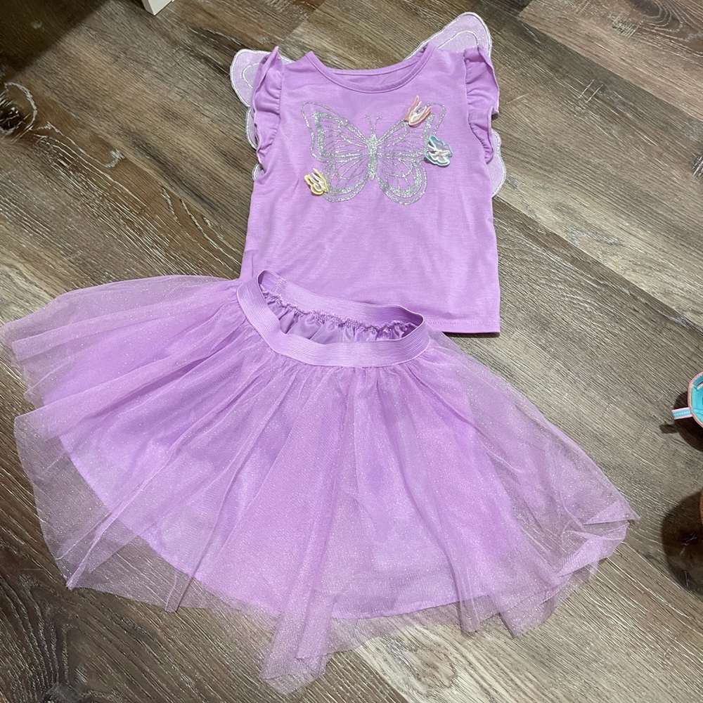 Skirt snd shirt removable butterfly wings